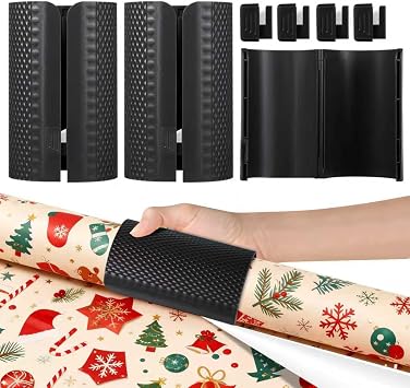 Wrapping Paper Cutter with Replaceable Blades Gift Wrap Roll Sliding Cutter Tool, Open/Closed Modes, Safe & Easy Trimmer for Christmas, Birthday & Holiday Wrapping