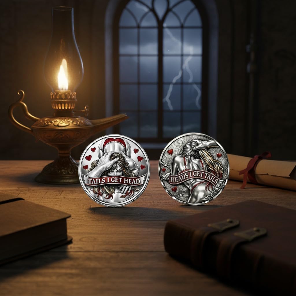 Heads I Get Tail/Tails I Get Head Commemorative Coin, Funny Heads and Tails Coins, Double-Sided Lucky Token, Heads I Get Tail Coin Humor Romantic Gift, Prank Gift for Valentine’s Day (A 1PCS)