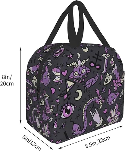 Miniatura 4 de Lonchera mágica gótica espeluznante gris morado negro reutilizable bolsas de comida aisladas contenedor de alimentos para niños niñas hombres