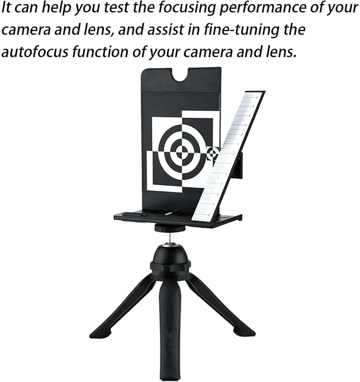Strumento per la calibrazione della messa a fuoco dell'obiettivo, con livella a bolla e supporto per treppiede per fotocamere DSLR, obiettivi intercambiabili