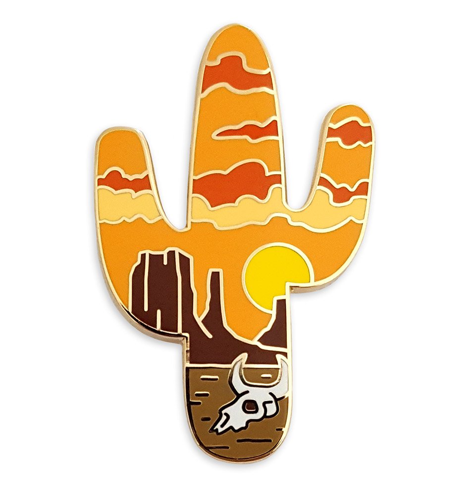 Pinsanity Desert Cactus Sunset Enamel Lapel Pin