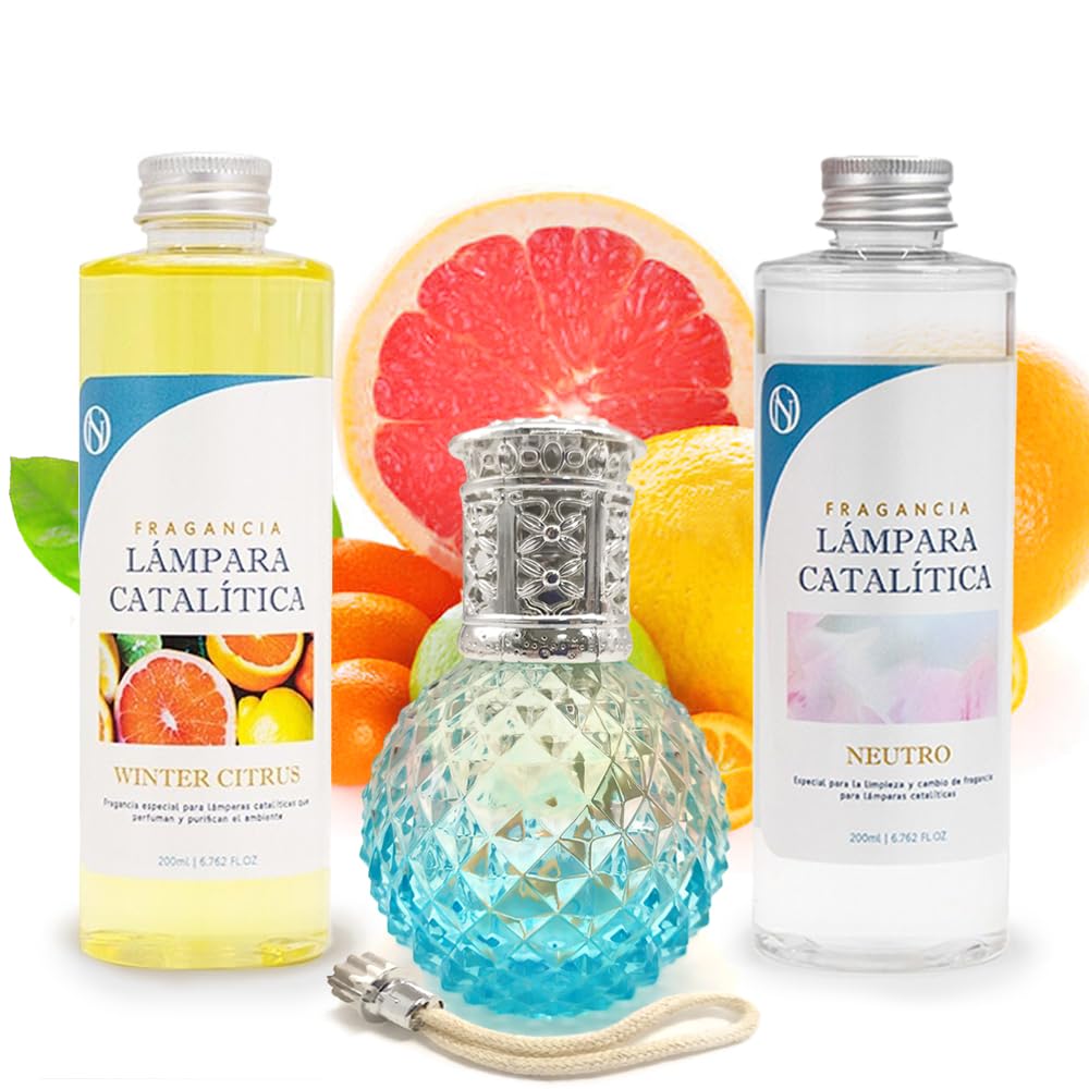 Pack Ahorro Lámpara Catalítica Blue Diamonds + Fragancia Winter Citrus (200ml) + Limpiador Neutro (200ml) + Mecha de Repuesto