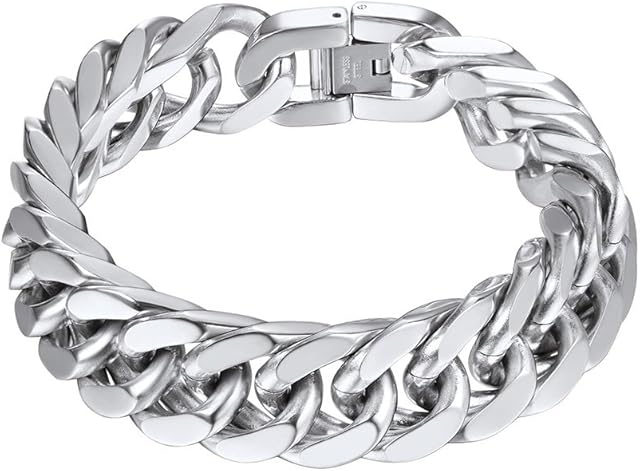 PROSTEEL Heavy Duty Men Chain Bracelet, Can Engrave, 17 MM Width, 21/23CM Length, Gold Plated/Black/Stainless Steel (with Gift Box)