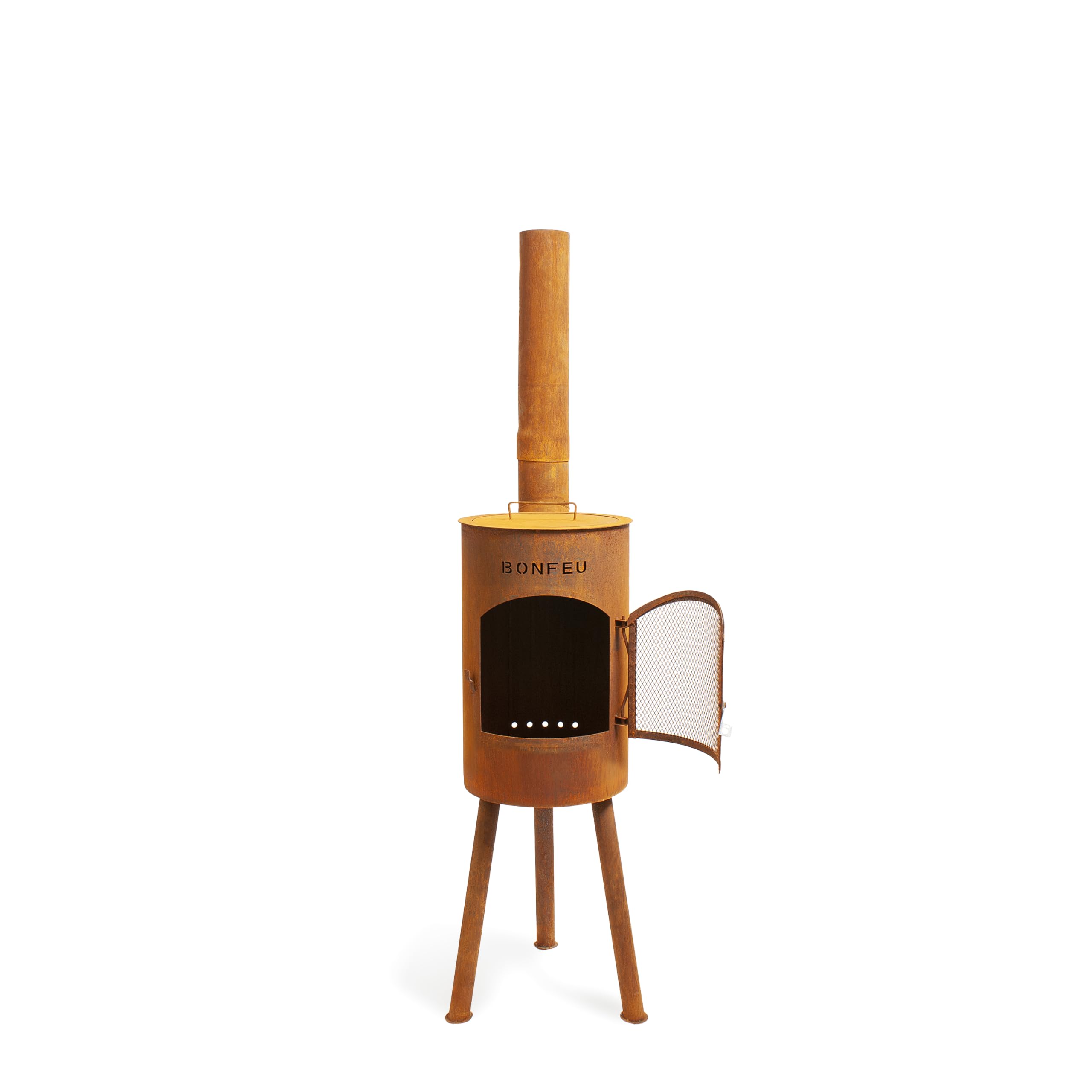 BonFeu BonGiano SP Óxido - Estufa de Leña Exterior - Chiminea Exterior - 30x30x142 cm