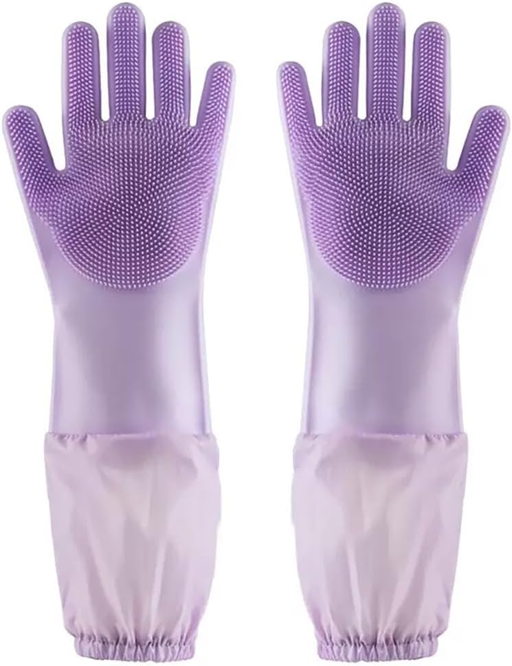 Pet Grooming Glove, Gentle Dog Bathing Shampoo Brush Massage Mitt, Deshedding for Dogs Cats Rabbits Horses 2-Pack (Purple)
