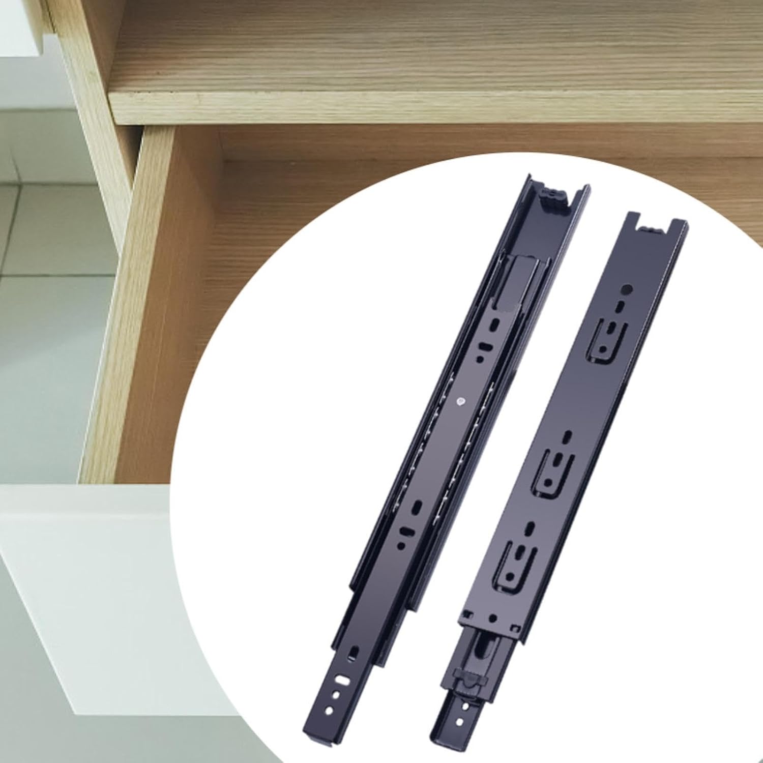 Drawer Slides Rails Tracks Accessories Hardware Mute Replace, Sturdy Easy to Install Side Mount Ball Bearing Drawer Runners, 50cm