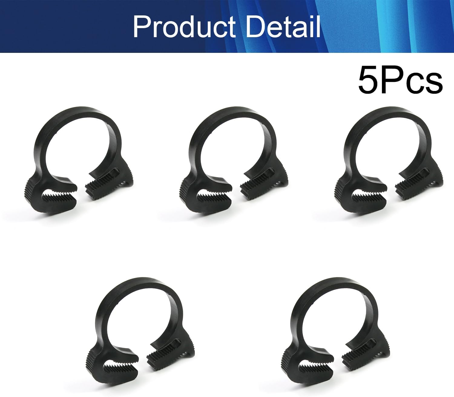 Wenheww Nylon Hose Clamps, 28.8mm-31.1mm/1.13"-1.22" Adjustable Double Snap Grip, Black Ratcheting Hose Clamp, Plastic Snap Clamps Kit, 5Pcs