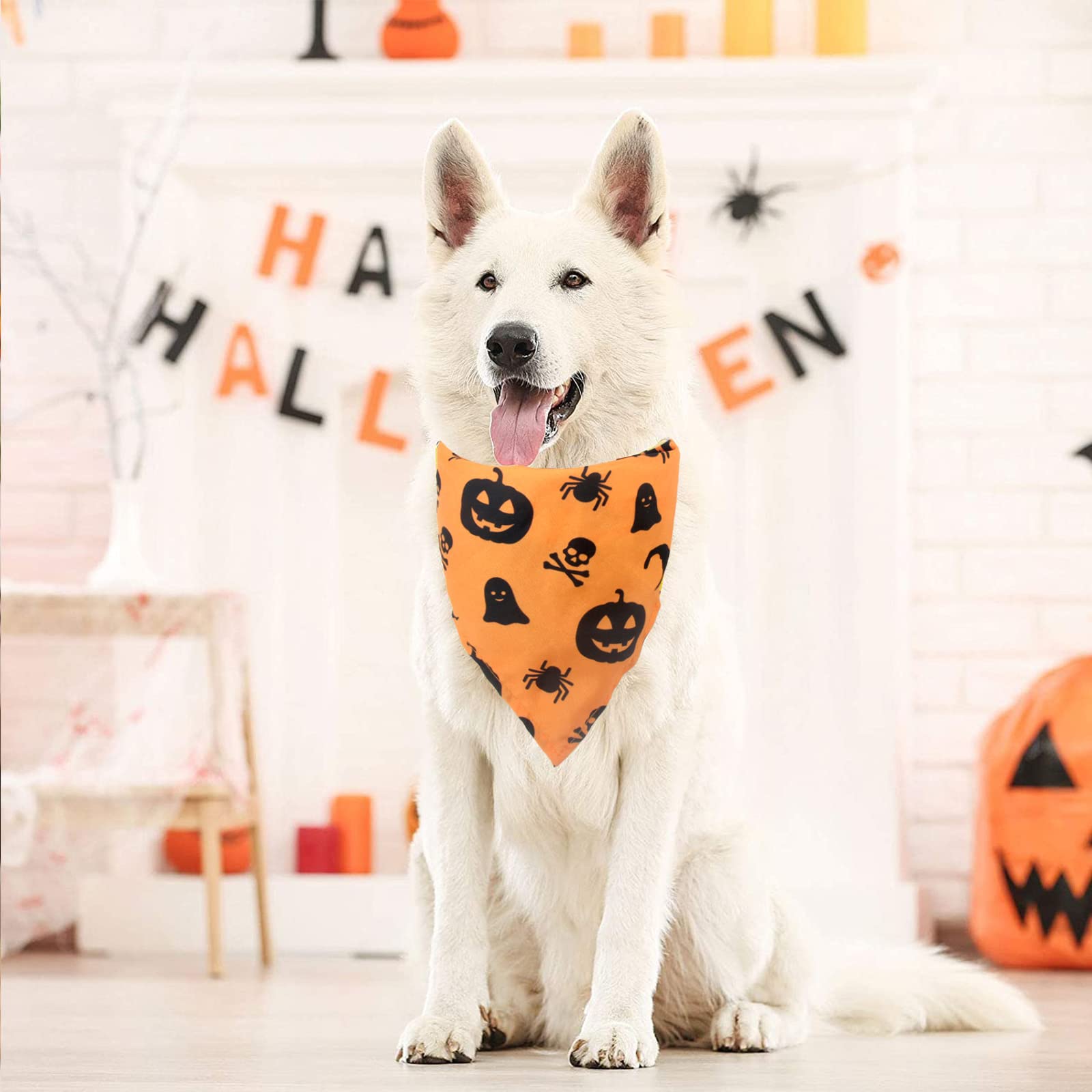 Bandany dla psa na Halloween, 2 szt. zmywalnych halloweenowych czarownic wzór dyni szalik dla psa, regulowana trójkątna chusta dla kota psa, akcesoria do kostiumu dla szczeniaka małych i średnich dużych psów