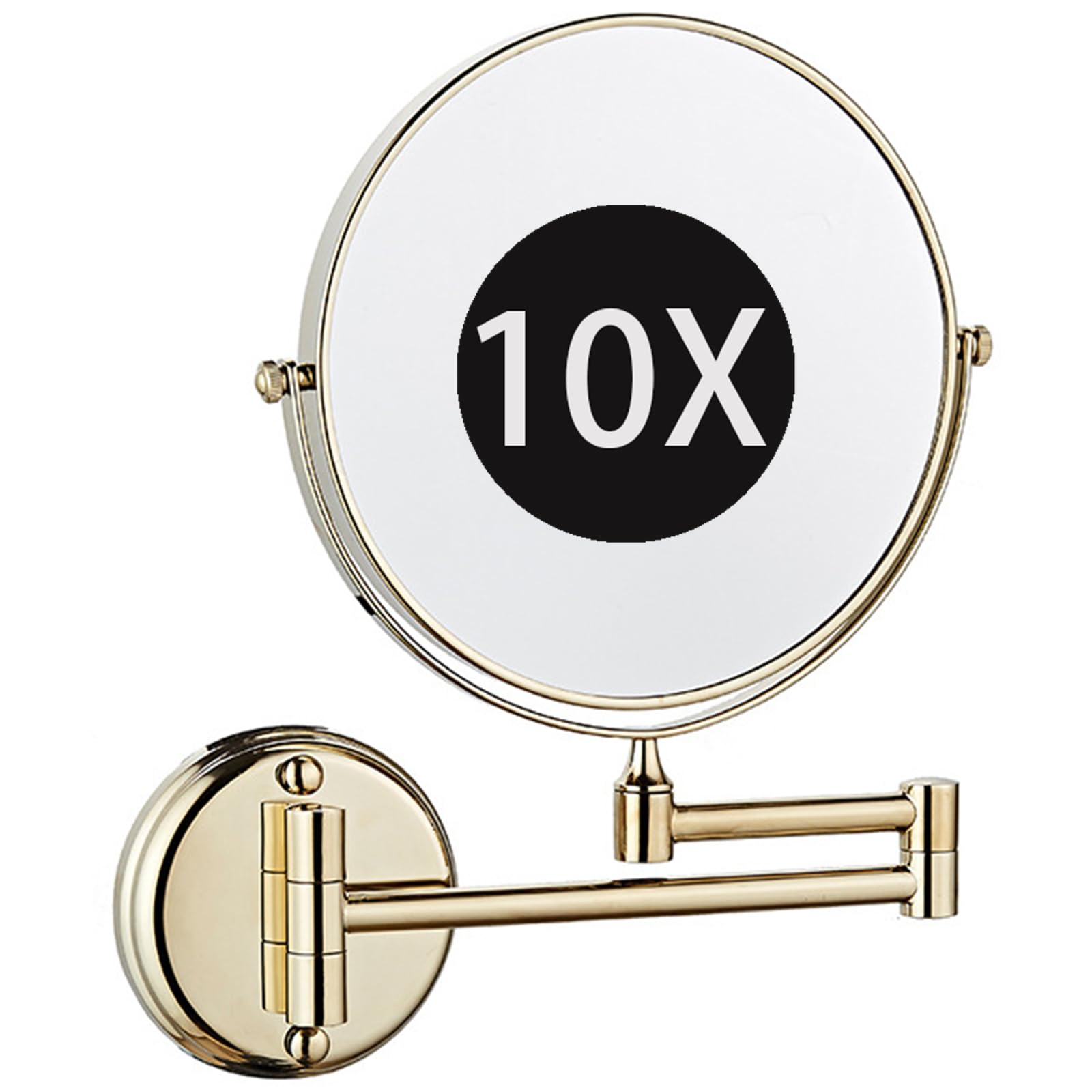Zysfadc Wall Mounted Bathroom Makeup Mirror, Double Sided 1X/10X Magnifying Vanity Mirror, 360 Rotation Extendable Arm for Daily Use