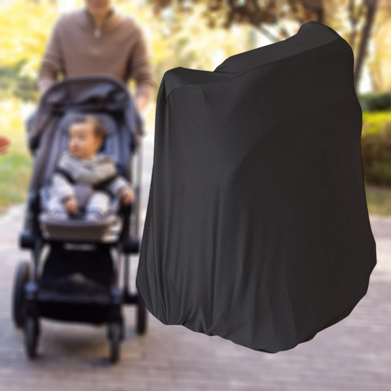 Copertura Antipolvere per Passeggino, Elastica, Lavabile, Borsa Portaoggetti per Passeggino, Copertura Protettiva per Carrozzina, Chiusura con Couliss, Nero, L