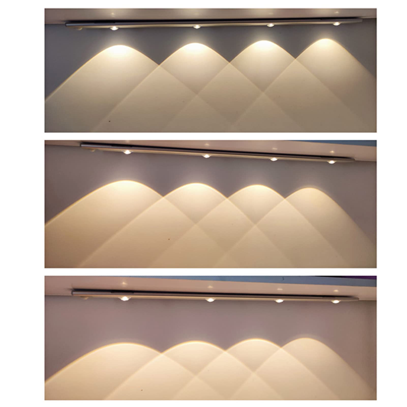 Zerodis Luce LED con sensore di movimento, luce notturna ultra sottile ricaricabile con sensore intelligente del corpo umano, luce a tre colori, ricarica USB per armadi, cassetti (60 cm)