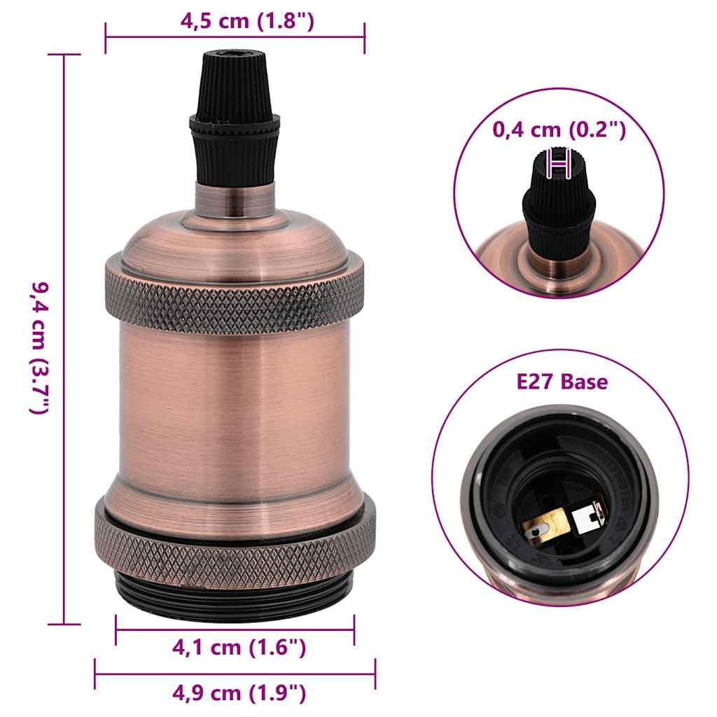 Lampenfassungen 2 Stück Rot-Bronze E27 Aluminium Vintage-Design mit robustem Griff für Innenräume, ideal für Beleuchtungskörper, Dekoration und Renovierung, langlebige Verkabelung
