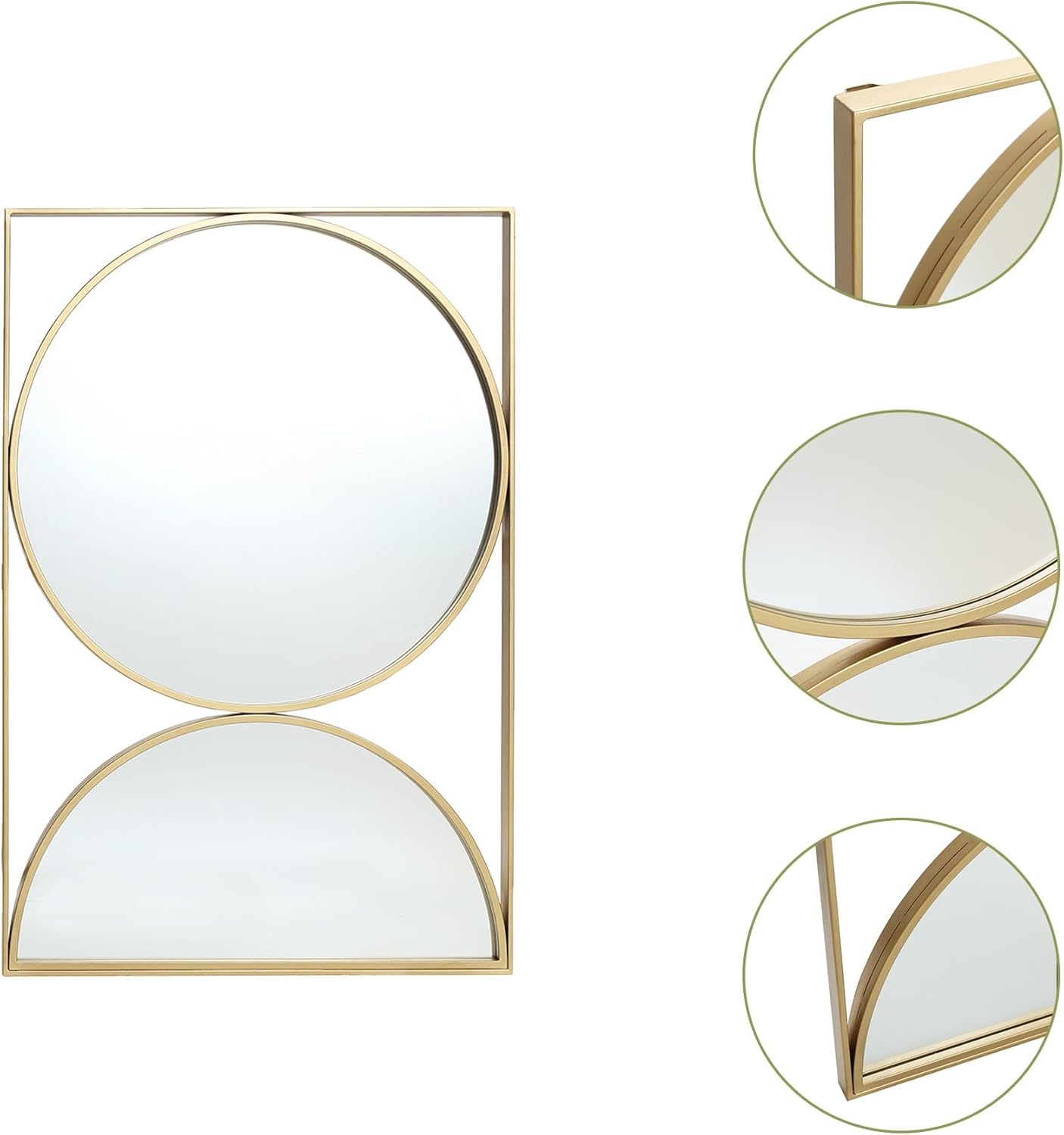 Luxenhome Wall Mirror Decorative 36 inch Large Gold Hourglass Frame Metal Modern Accent Wall Mirror, Vanity Mirror, Farmhouse Decorative Mirrors for Bedroom, Bathroom, Living Room, Entryway