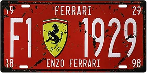 Letrero de lata de metal de 6 x 12 pulgadas, placa de automóvil enzo, Ferrari, bar, pub, cafetería, decoración del hogar, póster retro, 12 x 6