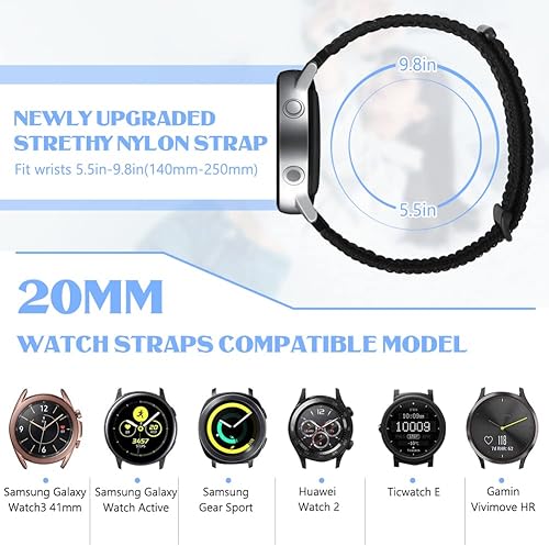 Miniatura 2 de YCHDDER Correa deportiva de nailon transpirable de liberación rápida para hombres y mujeres, ancho de reloj 0.630 in, 0.709 in, 0.787 in, 0.866 in