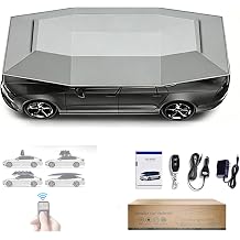 Automatic Car Umbrella, Auto-Manual 2 in 1 Folding Car Tent with Remote Controller, Carport Canopy Shelter for Most Models, Lightweight and Easy to Carry, 4.6M-Grey