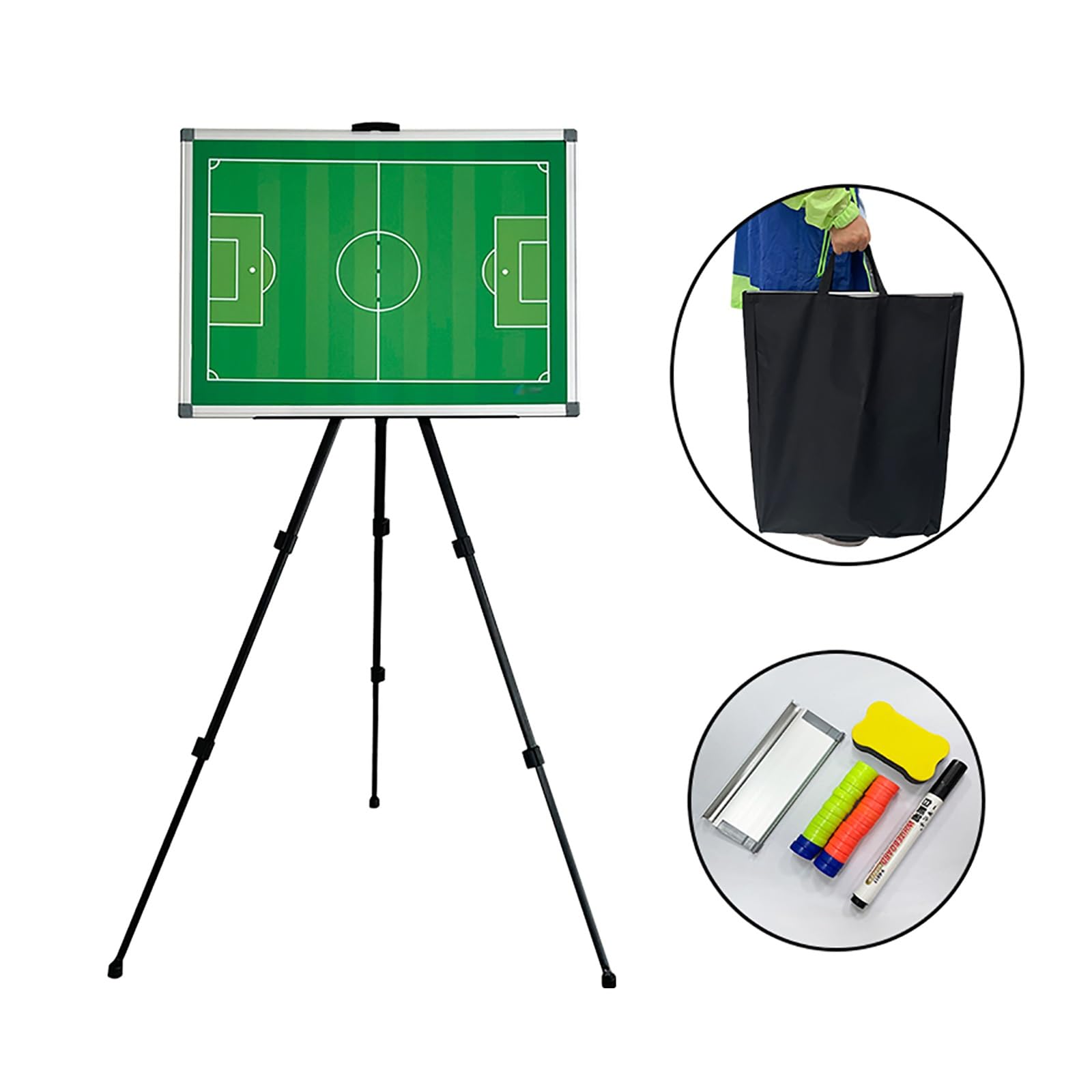 Pizarra de Entrenamiento de Fútbol de Borrado en Seco, Pizarra Táctica de Fútbol Magnética, con Trípode y Mochila, Instalación Flexible, para Competiciones Profesionales(1)