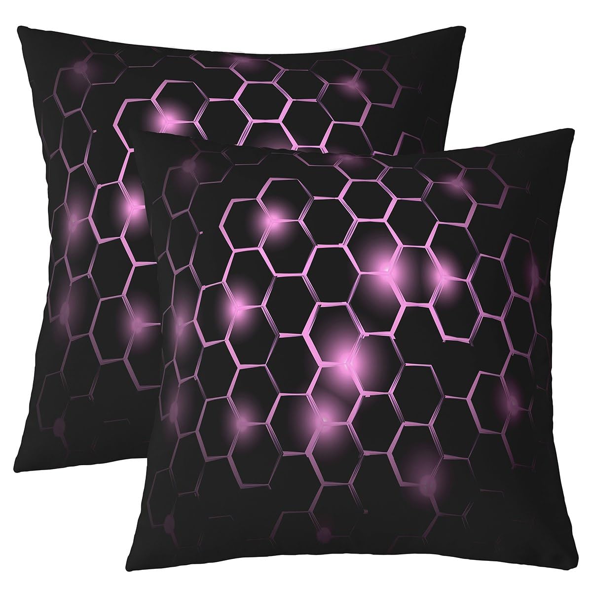 Pink Honeycomb Pillow Cases Cushion Covers Modern Hexagon Throw Pillow Covers 24"x24" Set of 2 Soft for Kids Geometrical Decorative Throw Pillowcases Beehive Geometric Cushion Cases