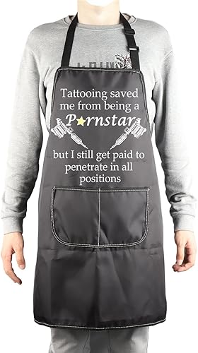 Miniatura 4 de MBMSO Delantal de tatuaje, delantal de tatuaje, regalo para tatuadores, regalos divertidos para tatuajes, tatuajes, me salvó de ser una estrella