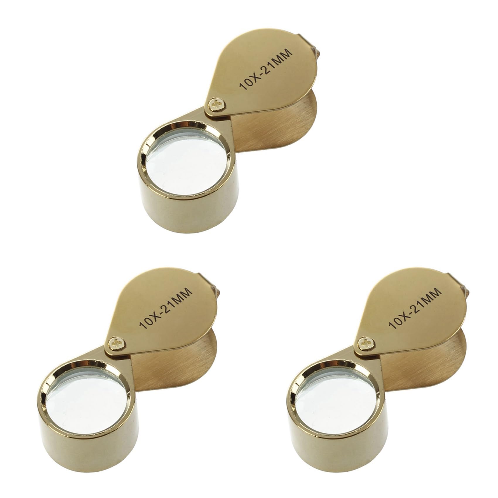 Jnchdghwa 3pcs 10x Magnifying Magnifier Glass Jewellers Eye Foldable Jewelry Loop Loupe(Golden)