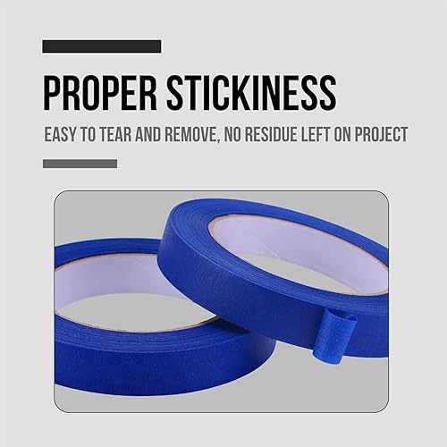 Miniatura 4 de Lichamp Cinta adhesiva azul de 3/4 pulgadas, paquete de 4 cintas adhesivas azules de 3/4 pulgadas x 55 yardas x 4 rollos (220 yardas en total)
