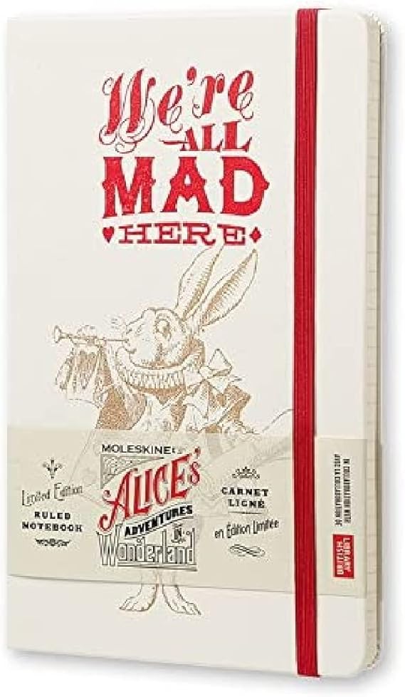 Moleskine Alice in Wonderland Limited Edition White Hard Large Ruled