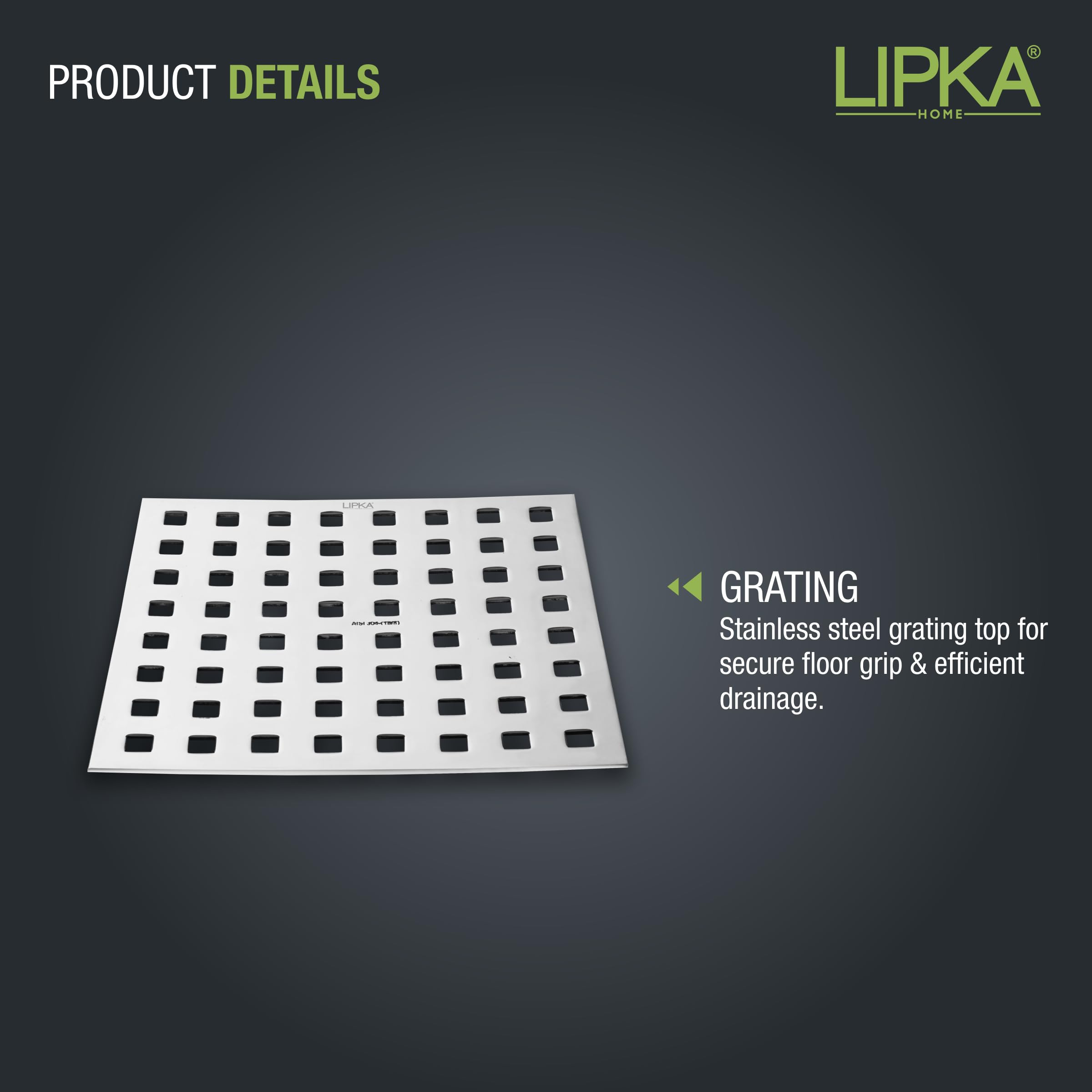 LIPKA Palo Commercial Floor Drain |304-GradeStainless Steel|8 x 8 Inches| 2