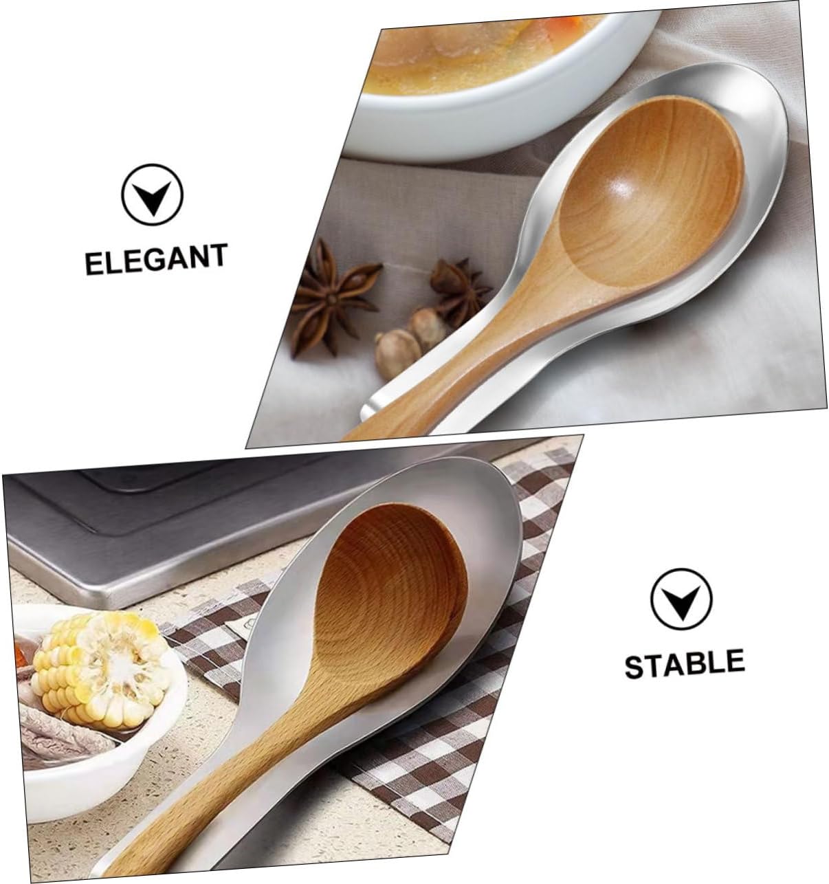 6pcs Cute Spoon Rest for Stove Top Stainless Steel Spoon Tray Kitchen Scoop Holder Compact and Easy to Clean