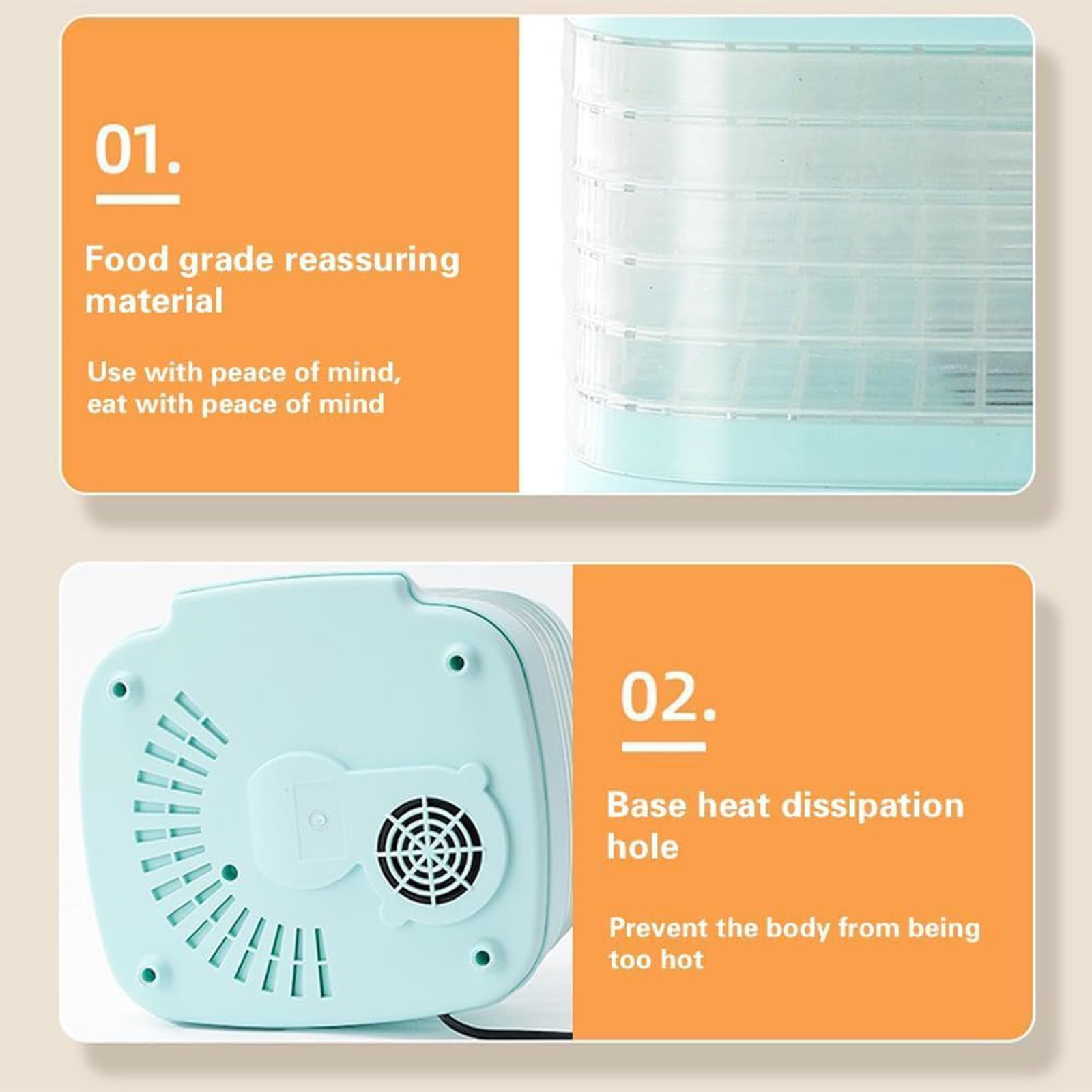 Máquina Secadora por Congelación, Deshidratadora De Alimentos con Flujo De Aire De 360°, con Temporizador Digital Ajustable Y Control Temperatura, para Carne De Res