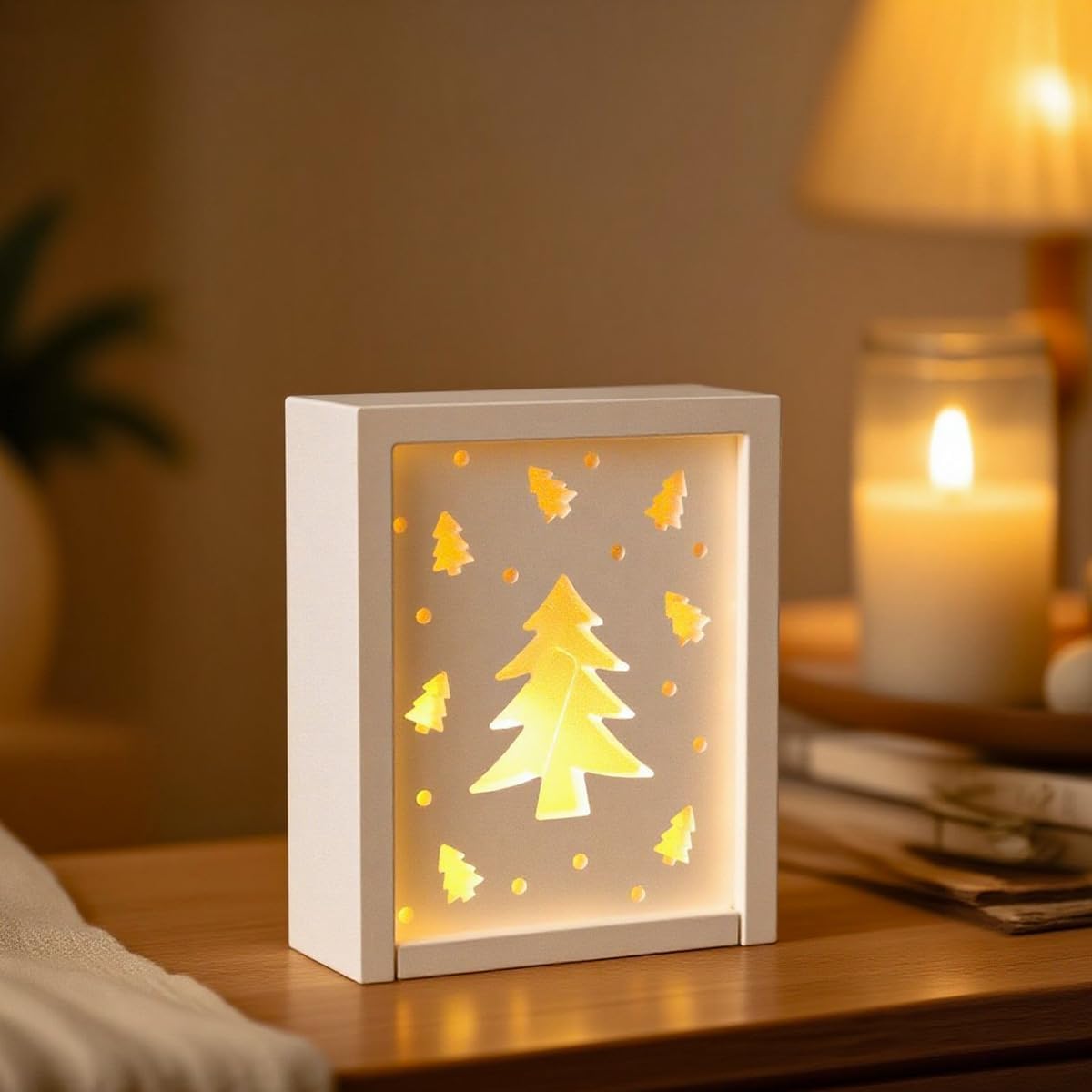 Christmas Gift Box Candle Molds, 10pcs Xmas Decorative Storage Containers Epoxy Resin Molds, Pull-Out Gift Box Silicone Molds for Home Decor Art Craft Present Storage (Mit Light)