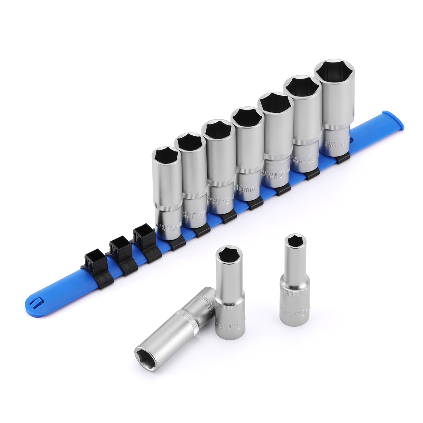 MIXPOWER 10 Pieces 1/2-Inch Drive Deep Impact Socket Set, 6-Point,10-24mm,CR-V, 1/2-Inch, 10-24mm - Image 2
