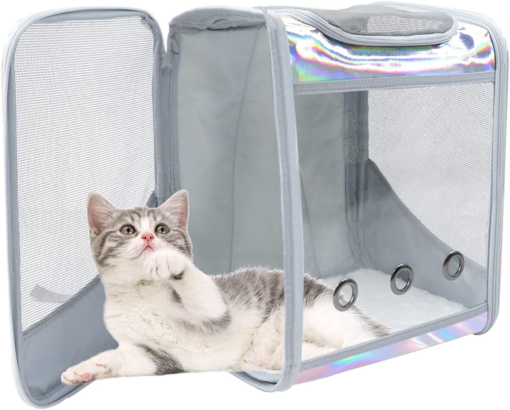 Cat Backpack Carrier Bubble Expandable Foldable Breathable Pet Carrier Dog Carrier Backpack for Large Big Cats Hiking, Travelling,…