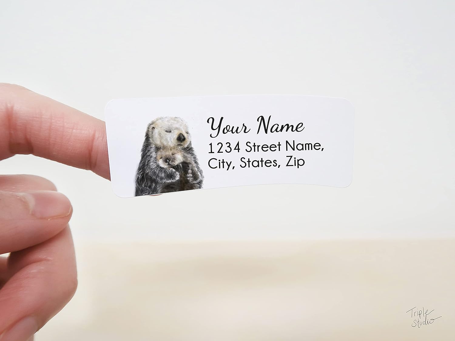 Baby Otter and Mom Return Address Labels - 120 Pcs, Personalized Minimalist Mum Gift, Customized Gender Neutral Birthday Party Shipping Stickers, Mother's Day