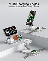 Vista 8 de Estación de carga inalámbrica plegable 3 en 1 para Apple compatible con soporte de cargador Magsafe, estación de carga inalámbrica magnética