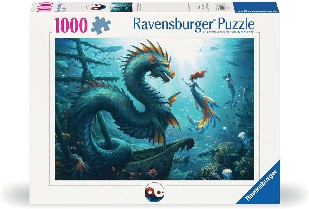 Erwachsenenpuzzle 1000 Teile - Verzauberte Tiefen: Drache, Meerjungfau und Schildkröten