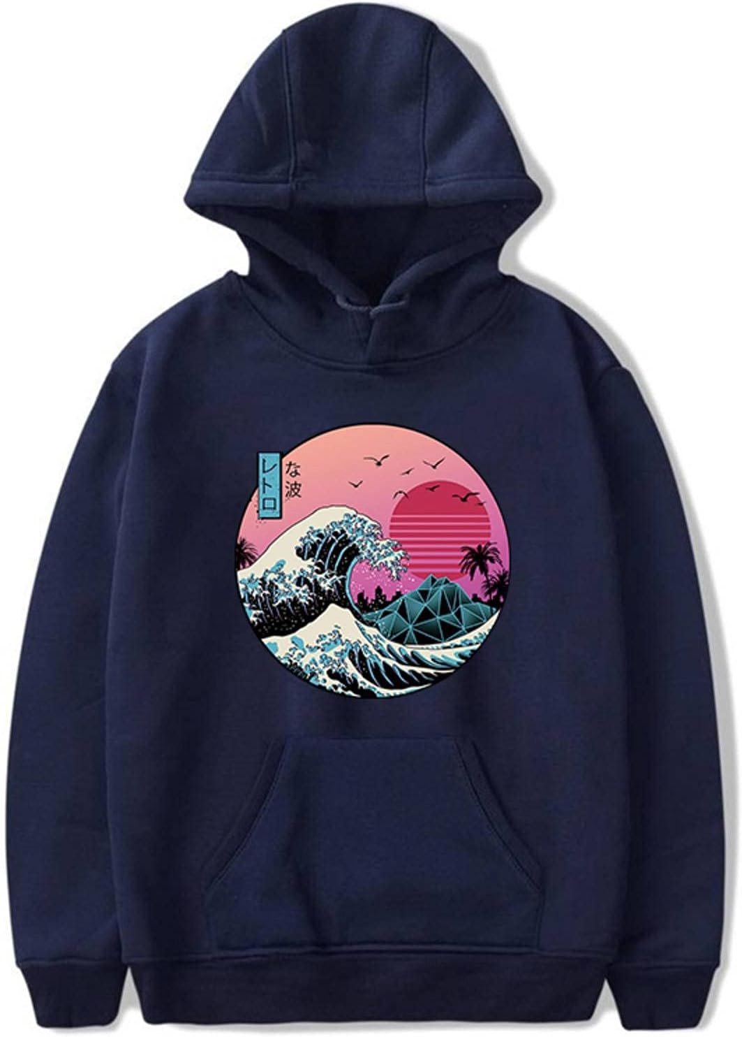 N\CHoodies Men Funny Japanese Aesthetic Hoody Cute Vaporwave Graphic Harajuku Streetwear Sweatshirts Male