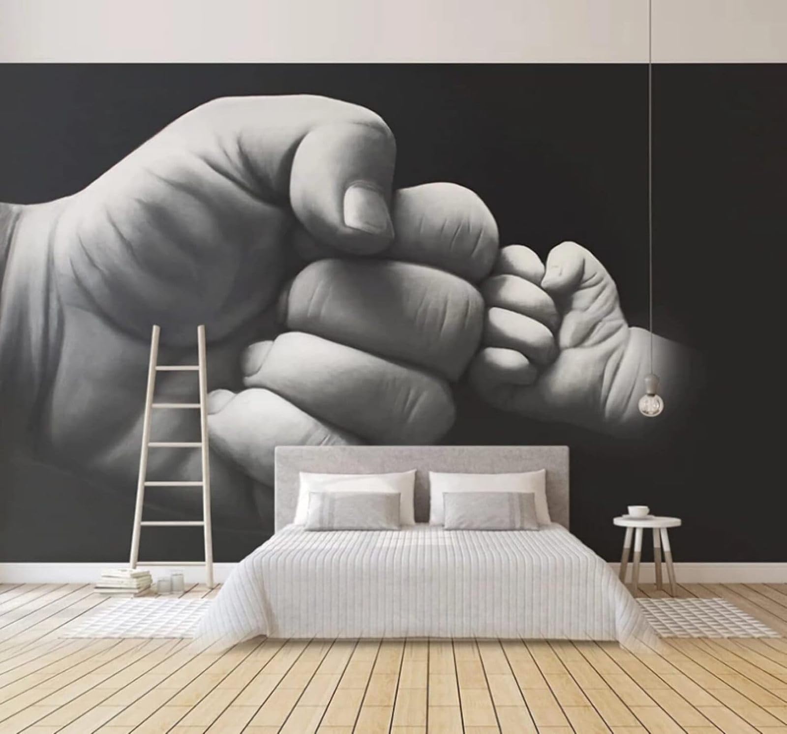 Wallpaper-3D-Xlm 300Cm×210Cm(B×H) Minimalist Hand Drawn Black And White Fist Unique 3D Wallpaper Easy Install Feature Office Living Room Sofa Bedroom Tv Background Wall Decoration-300Cm×210Cm