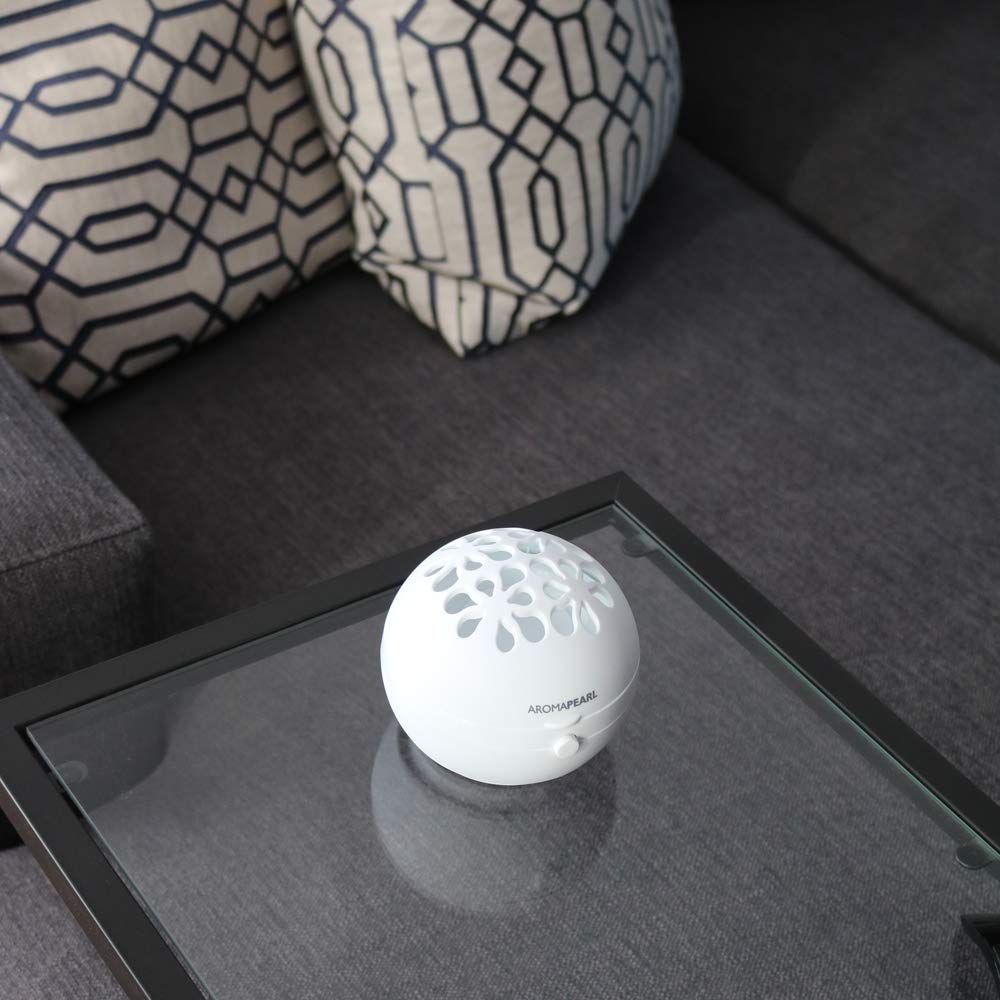 AromHouse AromaPearl difusor de aromaterapia eléctrico y funciona con pilas ideal para el hogar, oficina y viajes (blanco)
