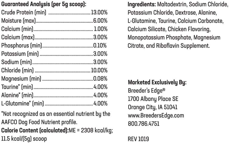 Breeder’s Edge Puppy Lyte, Electrolyte Supplement for Puppies and Nursing Dogs, Supports Hydration, Energy & Recovery, Chicken Soup Flavor, 300g