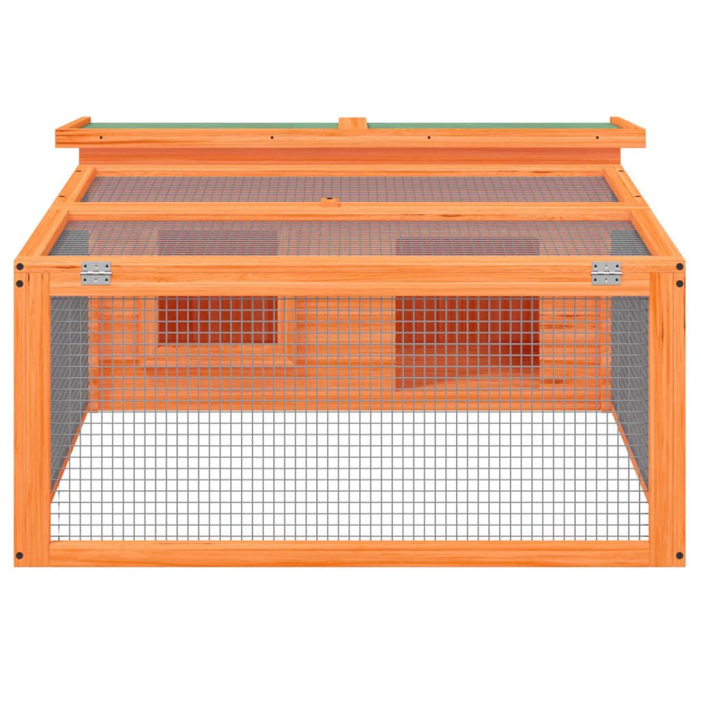 Conejera de Madera Maciza de Pino marrón 117,5x97x47,5 cm, JUNZAI Jaula Cobaya, Jaulas para Conejos, Jaula Hamster, Casa Conejo, Casita Conejo, Nido Conejo