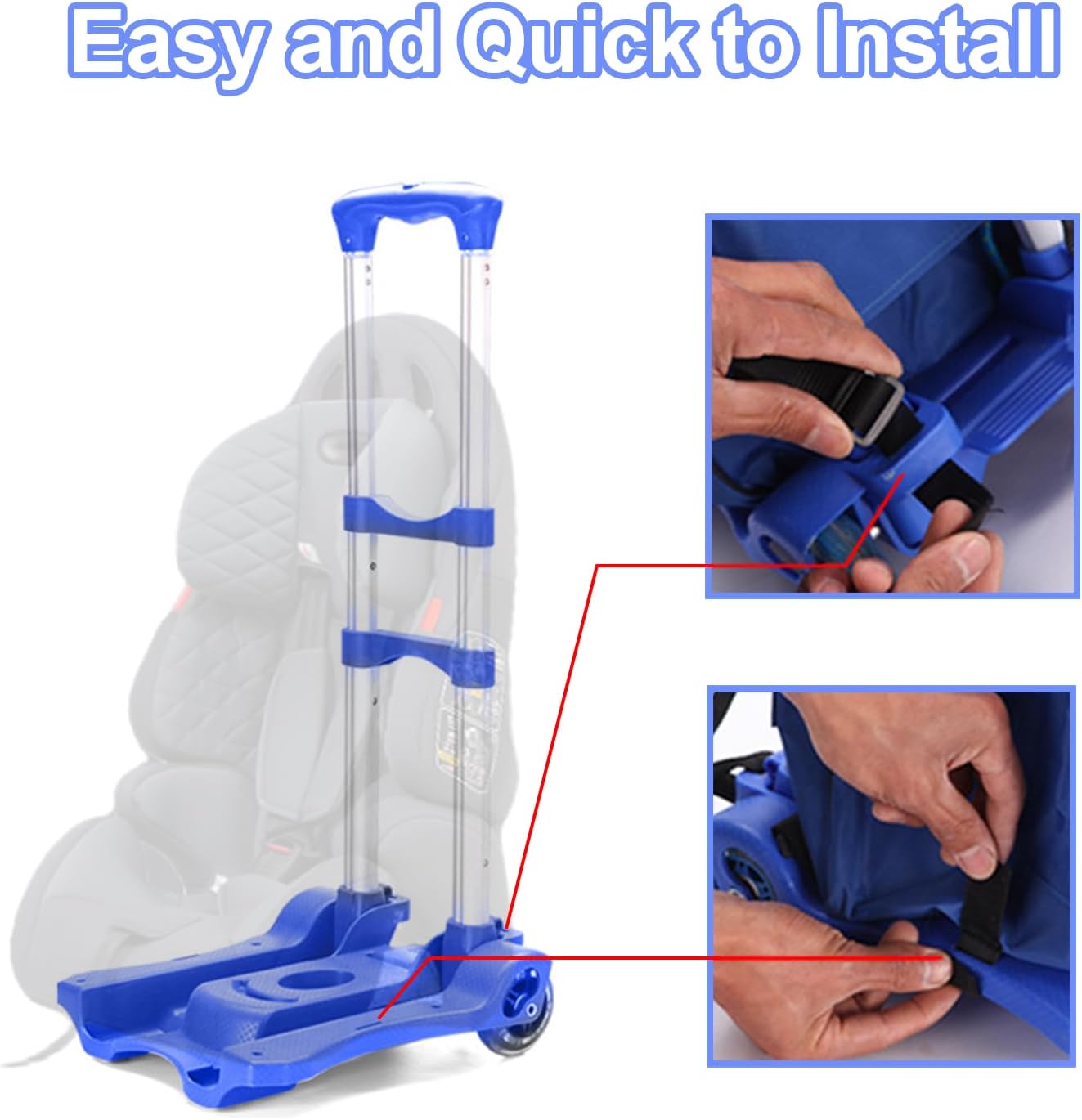Car Seat Travel Carts, Foldable Luggage Cart with Wheels, Small Folding Hand Truck Dolly, Collapsible Cart Rolling Portable Dolly for Airport Travel Moving Use (Blue)