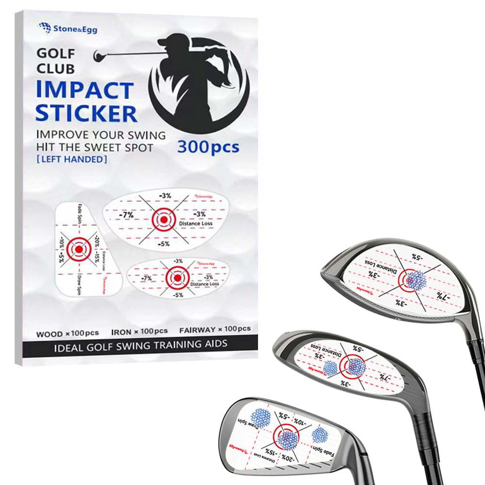 Golf Impact Tape, Self-Teaching Sweet Spot and Consistency Analysis, Golf Club Impact Stickers for Iron, Wood & Fairway Clubs, Non-Residue, Swing