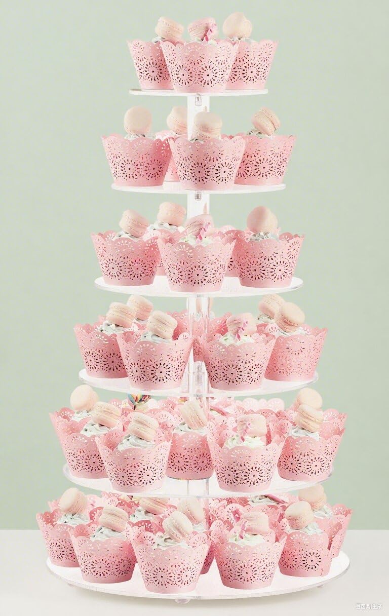 Présentoir à cupcakes à 6 étages - En acrylique transparent - 6 étages - Pour mariage, anniversaire, fête à thème, baby shower