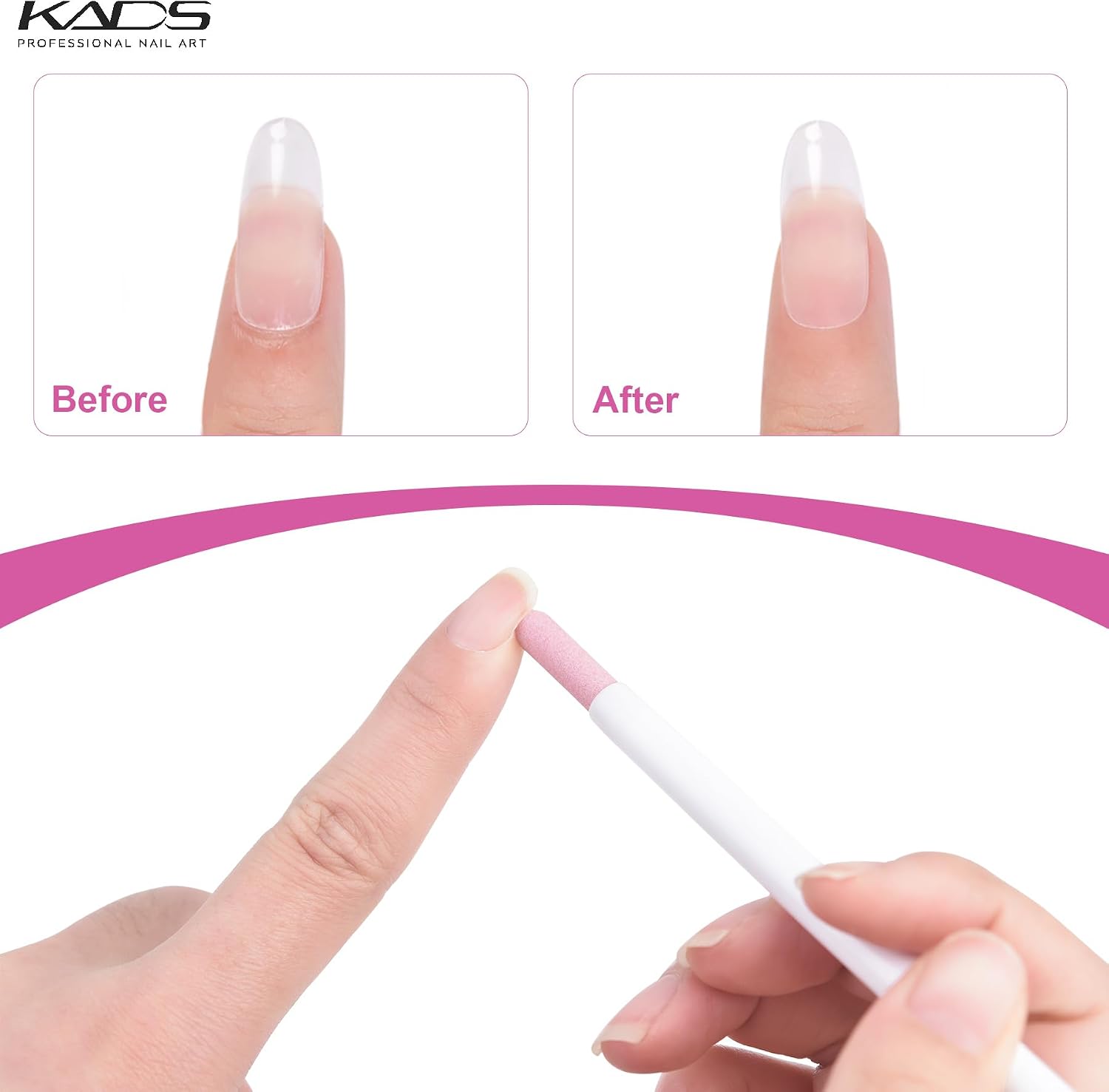 KADS 20Pcs Nail Pumice Stone Pen Set, Black & White Plastic Handle Cuticle Remover Stick for Dead Skin Removal Nail Surface Manicure Prep