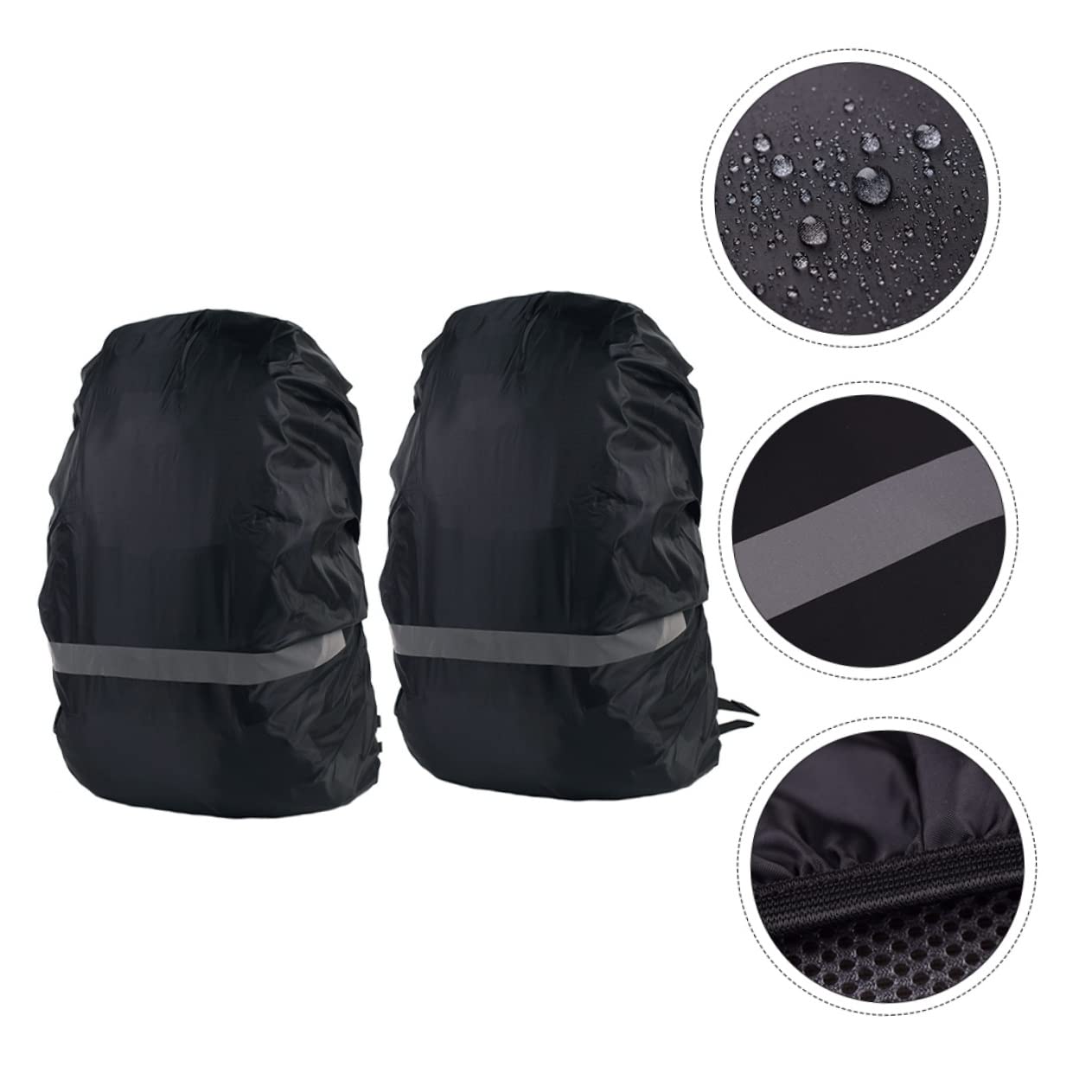 KOMBIUDA 2pcs Reflective Rainproof Backpack XL Night Knapsack Protector Elastic Edging for Bags for Hiking Camping and Outdoor Activities