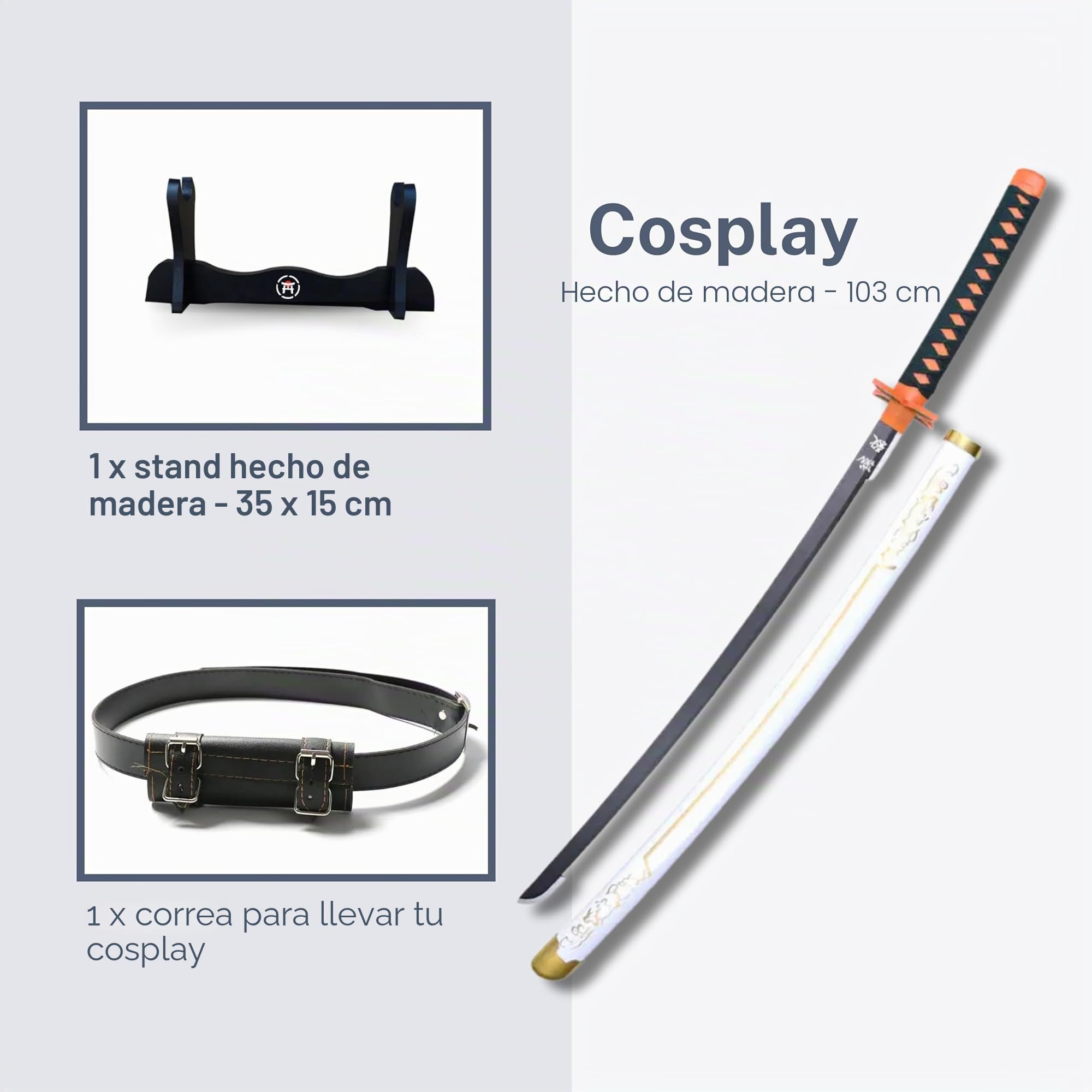 Accesorio de Cosplay de Madera con Soporte y Cinturón – Prop Decorativo Estilo Anime para Disfraces Adultos y Niños 103 cm (Shinobu Kocho 2)