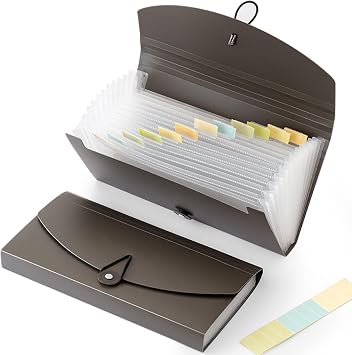Check Size 13 Pocket Expanding File Folder, Accordion File Organizer | Accordion File Organizer Wallet Case for Coupon Receipt Storage,Business Document Organizer Wallet,10 x 5.5 inches