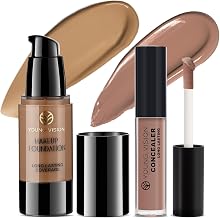 YOUNG VISION Full Coverage Liquid Foundation and Concealer Duo – Long-Wear, Lightweight, Non-Comedogenic, Hydrating, Oil-Free, Waterproof, Skin-Like Finish for All Skin Types