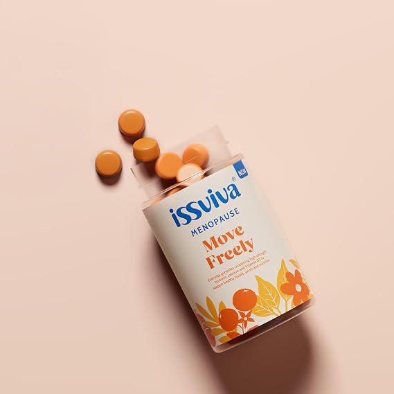 Issviva Menopause Joint & Bone Support Gummies | Vegan Orange Flavour | Turmeric + Black Pepper + Calcium + Vitamin D3 | Anti-Inflammatory Relief for Women | 60 Gummies
