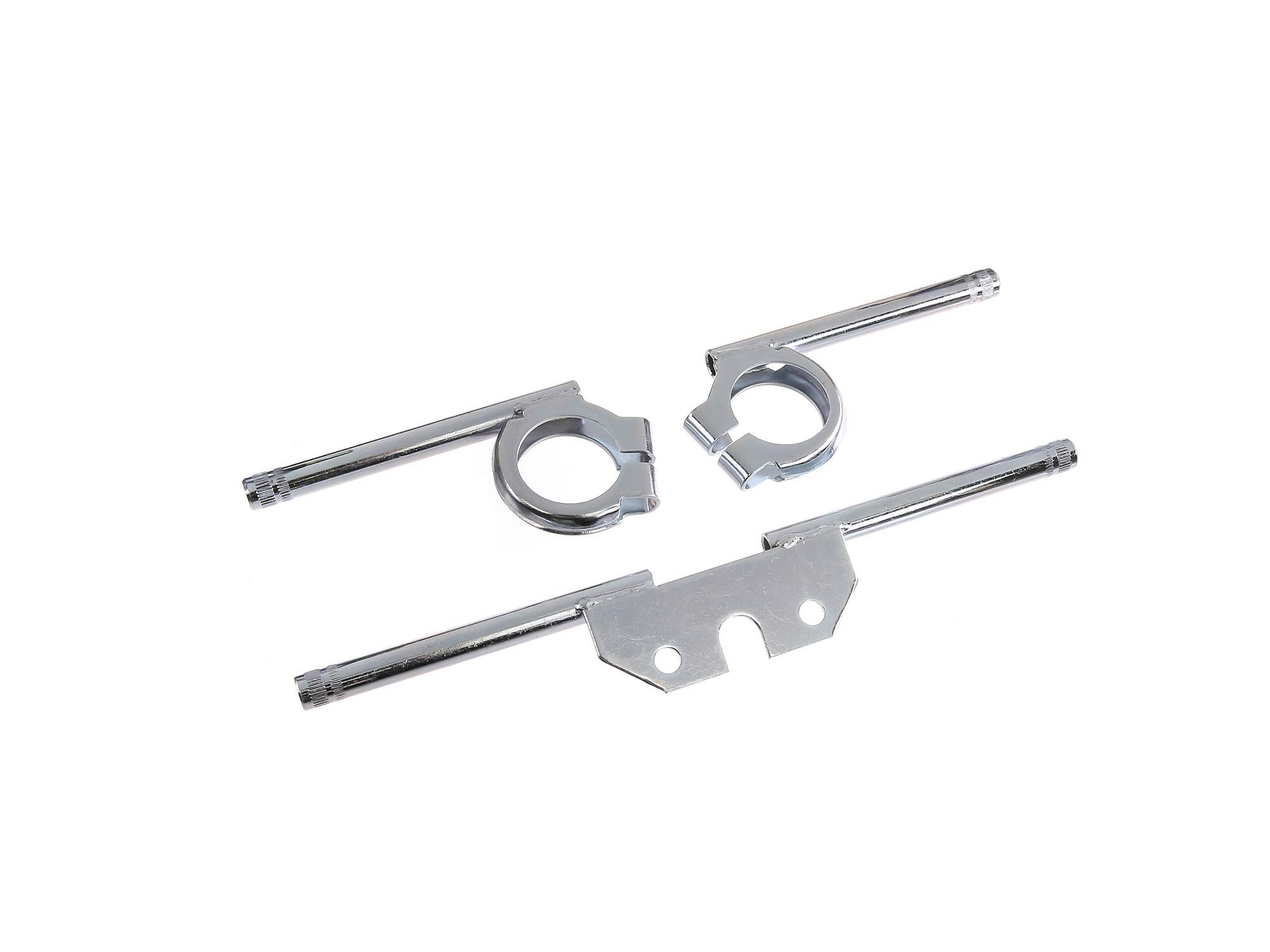 AKF Set: 4 weiße Blinker rund, komplett inkl. Blinkerträger verzinkt - für Simson S50, S51, S70